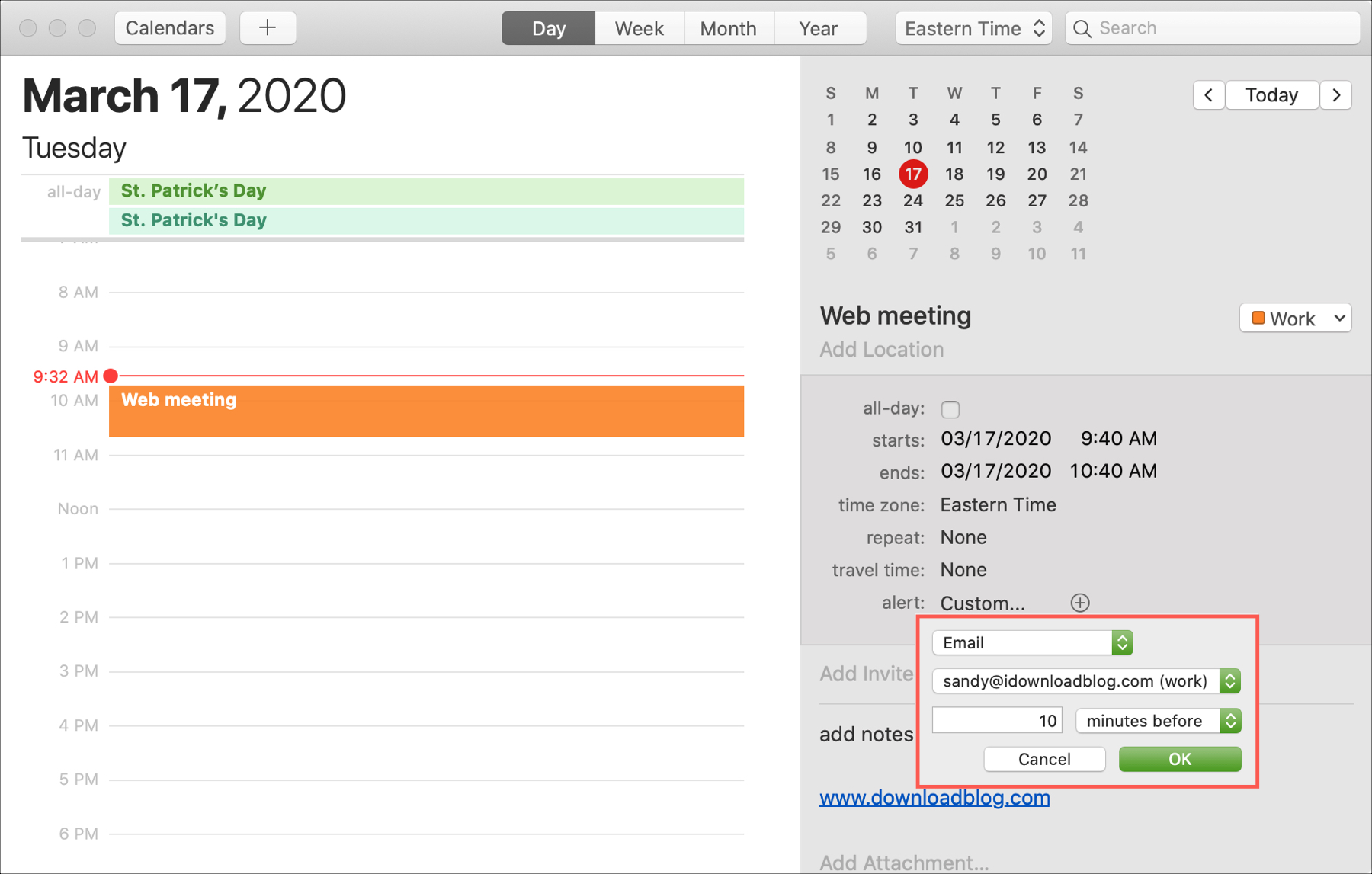 get calendar notifications on my iphone for events created on my mac